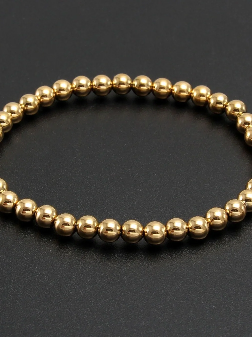 Gold Beaded Stretch Bracelet - Women's Minimalist Jewelry#stainlesssteel